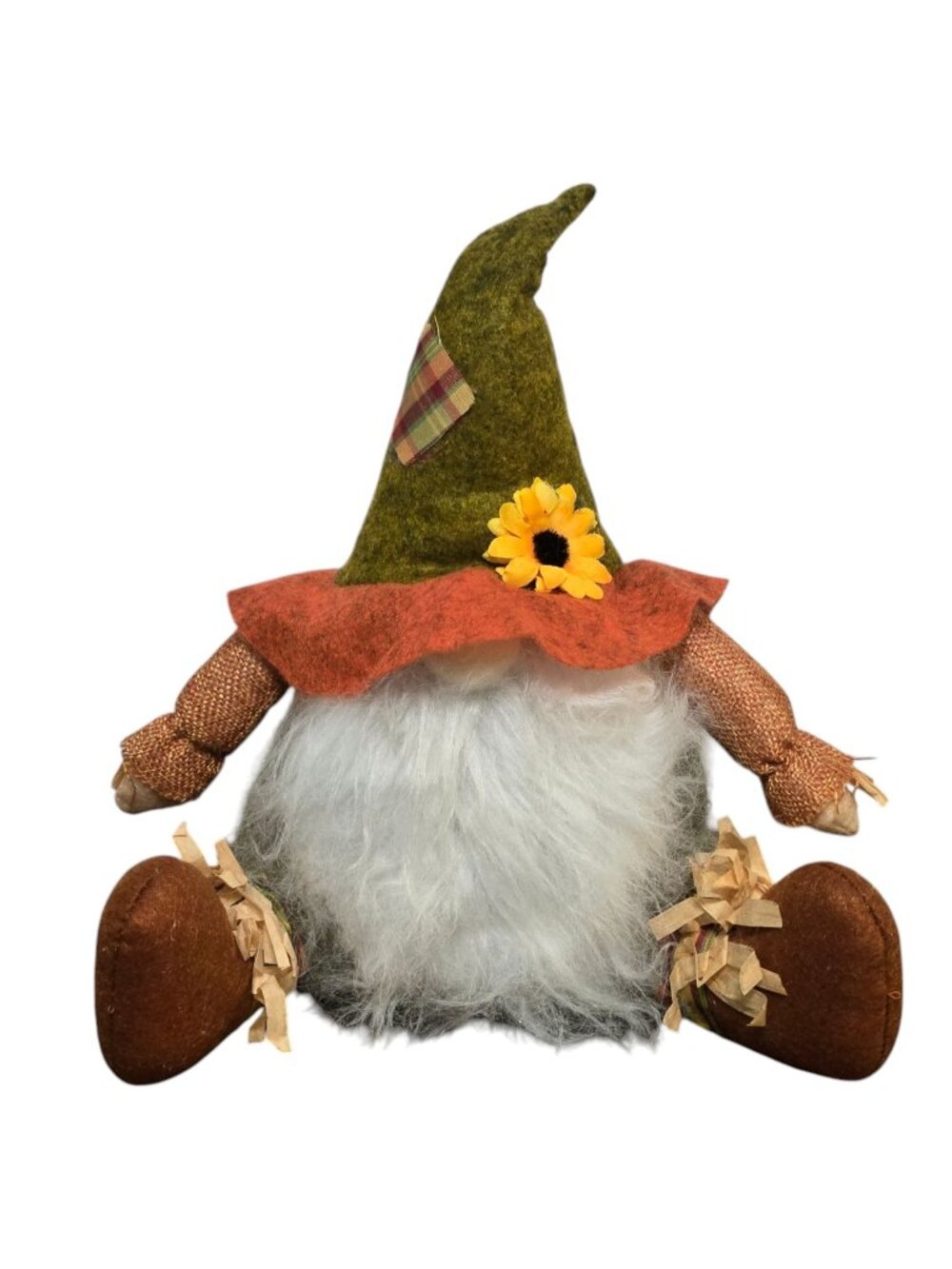 Whimsical Plush Fall Harvest Gnome Decoration Sunflower Green Hat Autumn